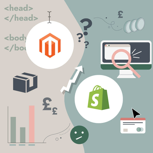 Illustration depicting Magneto and Shopify